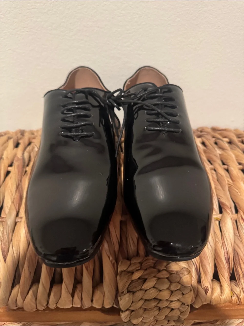 Christian Louboutin Black Patent Leather Lace-Up Dress Shoe